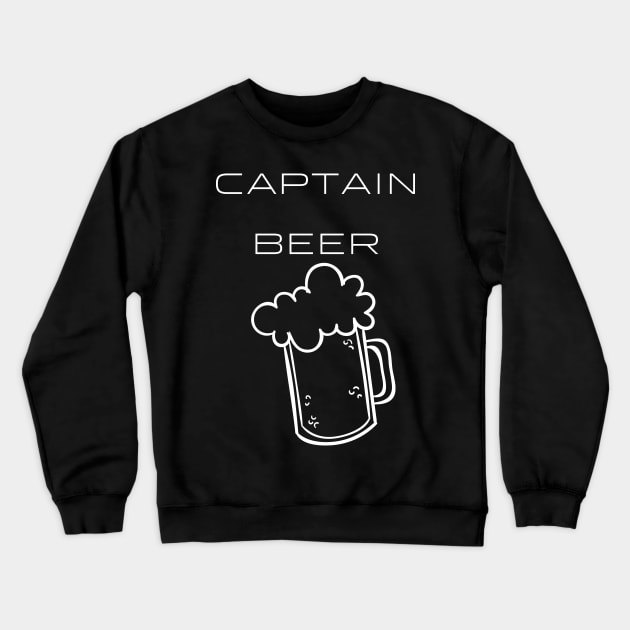 Captain Beer Typography White Design Crewneck Sweatshirt by Stylomart